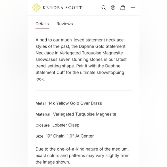NWT Kendra Scott Daphne 14K Gold and Turquoise Necklacelace - Picture 6 of 6